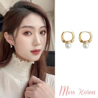 【MISS KOREA】珍珠耳扣 珍珠耳環/優雅氣質浪漫珍珠鑲嵌耳扣 耳環(2色任選)