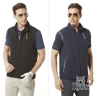 【Lynx Golf】男款防潑水四面彈性網布剪接隱形胸袋拉鍊口袋無袖背心(二色)
