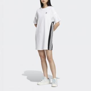 【adidas 愛迪達】洋裝 女款 運動洋裝 長版上衣 三葉草 亞規 ADIBREAK DRESS 白黑 HY4257
