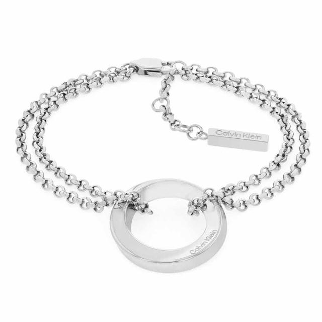 【Calvin Klein 凱文克萊】CK Twisted Ring 扭環手鍊-銀(35000336)