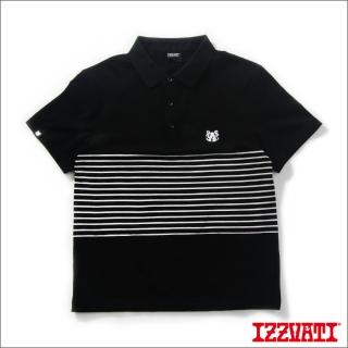 【IZZVATI】條紋POLO衫-黑(品牌POLO衫系列)