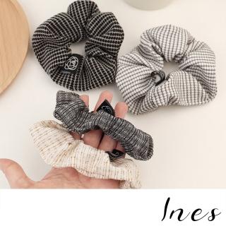 【INES】布紋髮圈/法式時尚織紋個性布紋大腸圈 髮圈(4款任選)