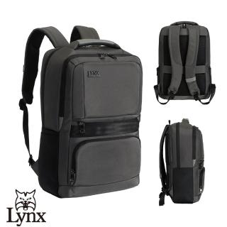 【Lynx】美國山貓嚴選尼龍布包大型商務後背包 多隔層機能收納/筆電保護袋(深灰)