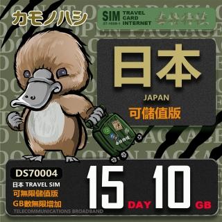 【鴨嘴獸 旅遊網卡】Travel Sim 日本 網卡 15天 10GB 高流量網卡 旅遊卡(高流量網卡 旅遊卡)