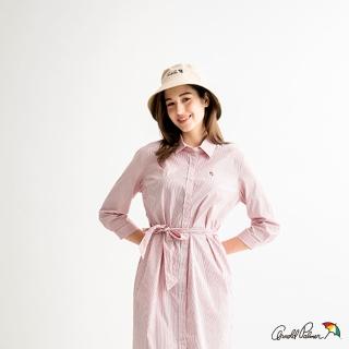 【Arnold Palmer 雨傘】女裝-彈性直條後腰鬆緊修身版洋裝(粉紅色)