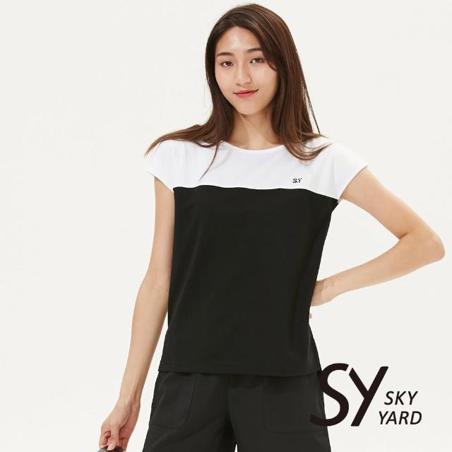 【SKY YARD】網路獨賣款-休閒百搭撞色拼接造型上衣(黑白)