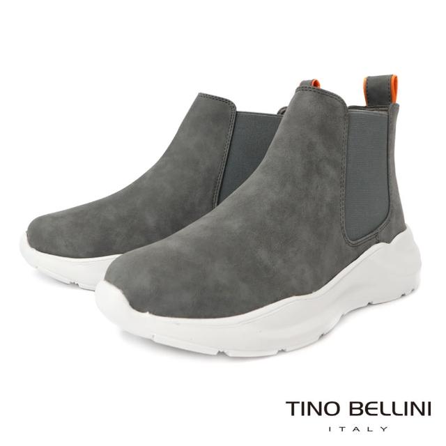 【TINO BELLINI 貝里尼】男款 潮流厚底側鬆緊高筒休閒鞋HM5O008(灰)