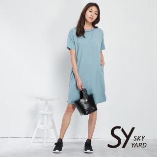 【SKY YARD】網路獨賣款-螺紋領休閒洋裝(湖水綠)