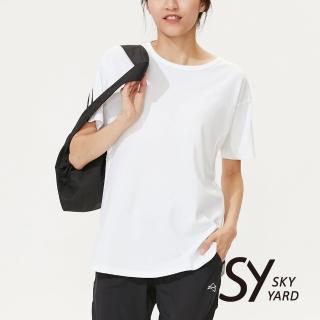 【SKY YARD】網路獨賣款-休閒百搭英文字印圖長版造型上衣(白色)