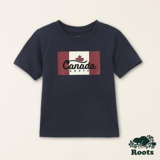 【Roots】Roots小童-加拿大日系列 加拿大國旗有機棉短袖T恤(軍藍色)