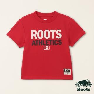 【Roots】Roots小童-加拿大日系列 文字設計有機棉短袖T恤(紅色)