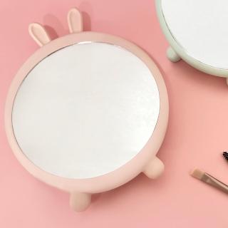 【OB 嚴選】兔耳朵造型桌面化妝鏡 《ZB1915》