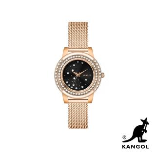 【KANGOL】英國袋鼠│奢華星鑽米蘭帶腕錶32mm(星空黑 KG73633-06Z)