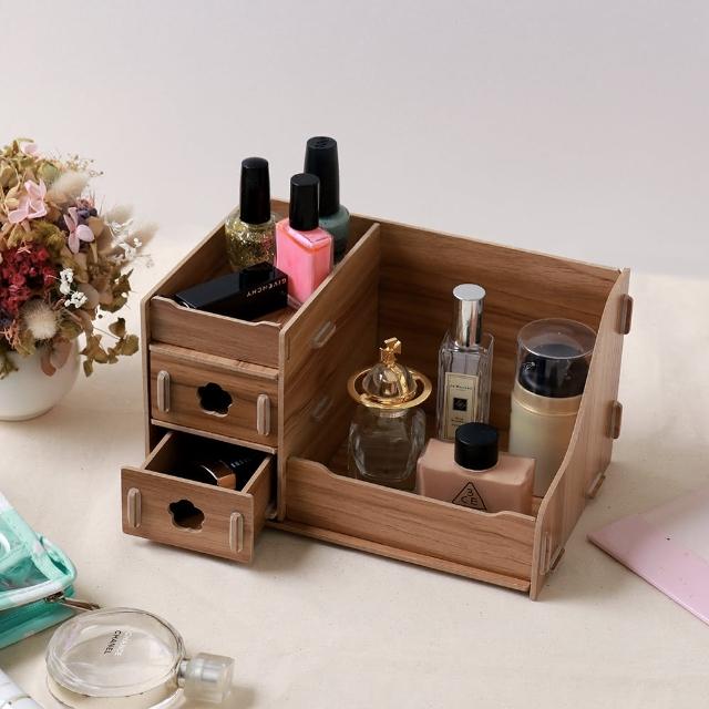 【OB 嚴選】DIY質感桌面木質化妝分層收納盒 《ZB0834》