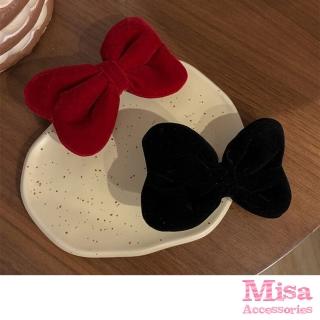 【MISA】蝴蝶結髮夾/法式絲絨可愛胖胖蝴蝶結造型髮夾(2色任選)