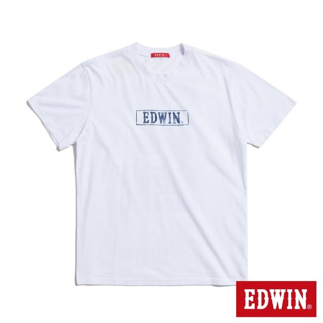 【EDWIN】男裝 人氣復刻款 反面印花LOGO短袖T恤(白色)