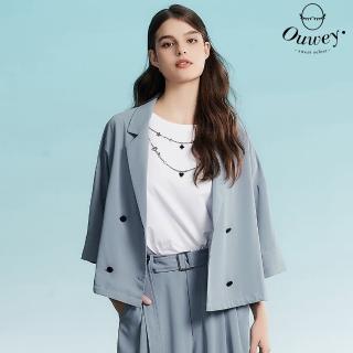 【OUWEY 歐薇】時尚抽繩寬鬆西裝外套(淺藍色；S-M；3232394707)