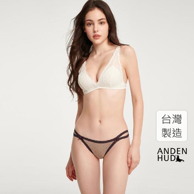 【Anden Hud】心動瞬間．雙蕾絲邊高衩低腰三角內褲 純棉台灣製(可可歐蕾-點點)