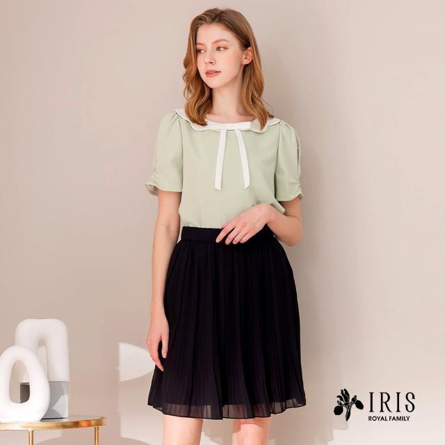 【IRIS 艾莉詩】不規則水玉點壓褶短裙-2色(32221)