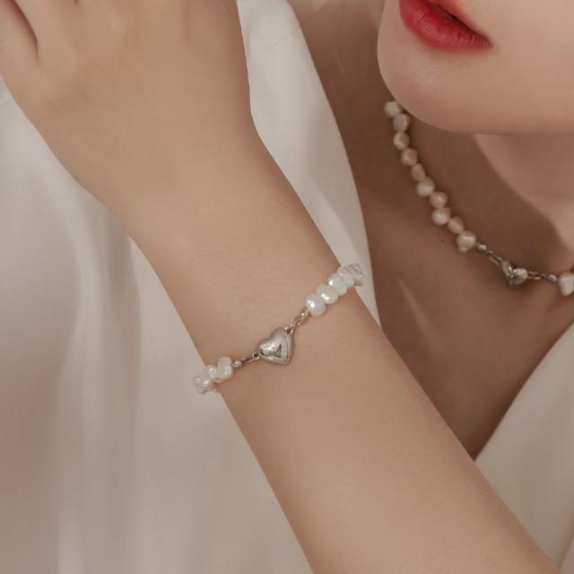 【OB 嚴選】愛心造型巴洛克珍珠質感手鍊 《ZC2925》