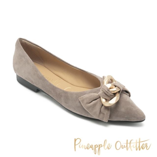 【Pineapple Outfitter】FINEEN 麂皮扭結尖頭平底鞋(灰色)
