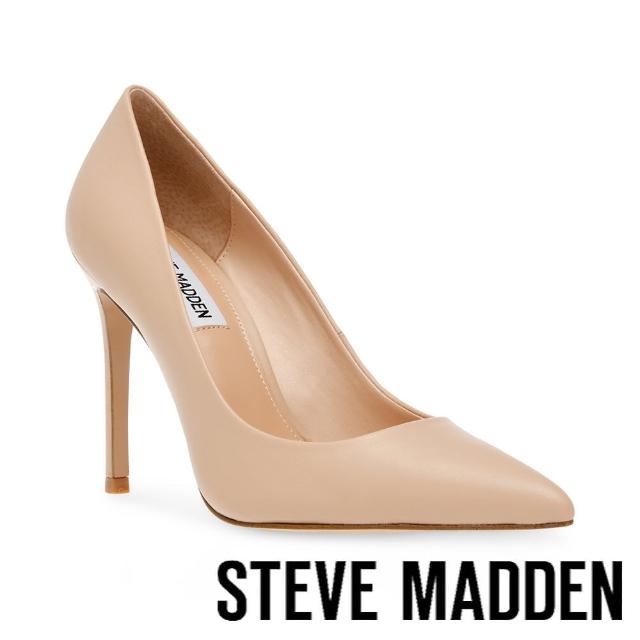 【STEVE MADDEN】EVELYN 素面尖頭細跟高跟鞋(米色)