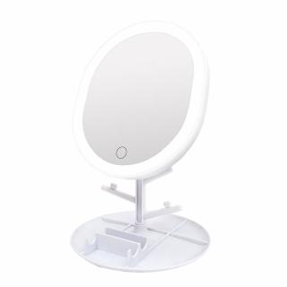 【SKYOCEAN】LED可調光圓形化妝鏡隨身補光美妝(充電便攜手持鏡 宿舍桌面梳妝鏡)