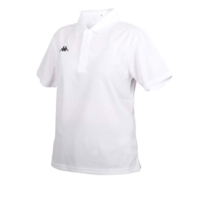 【KAPPA】男女短袖POLO衫-台灣製 慢跑 高爾夫 網球 吸濕排汗 上衣 白黑(321S7TW-001)