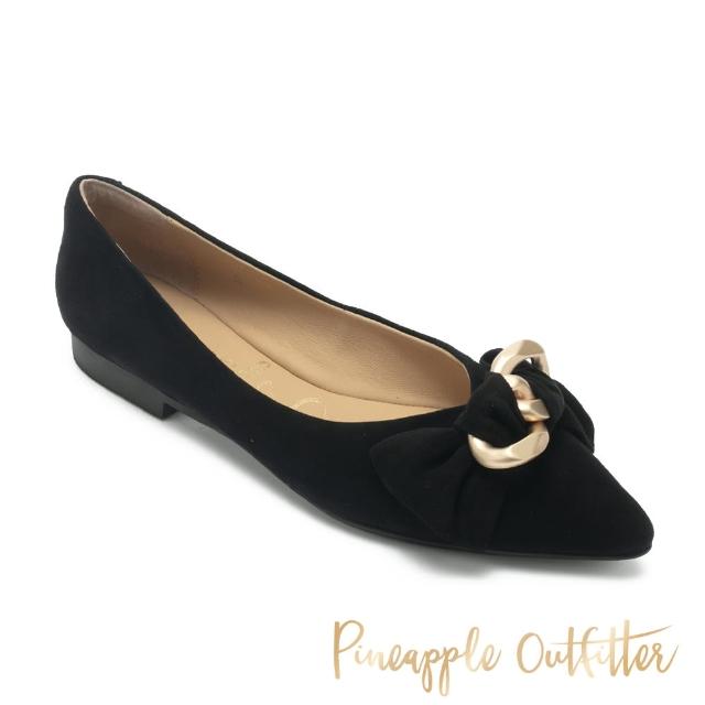 【Pineapple Outfitter】FINEEN 麂皮扭結尖頭平底鞋(黑色)