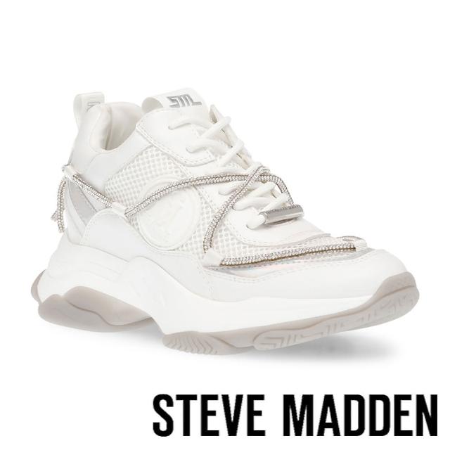 【STEVE MADDEN】MOTOCROSS 網布拼接厚底老爹鞋(白色)
