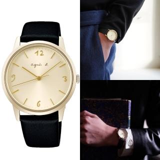【agnes b.】marcello 系列手寫時標簡約腕錶 手錶 指針錶 禮物(VJ21-KCP0K/BH8067J1)
