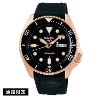 【SEIKO 精工】5 Sports 玫瑰金框x膠帶 水鬼機械腕錶 SK038 42.5mm(4R36-07G0J/SRPD76K1)