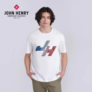 【JOHN HENRY】JH字母寬版短袖T恤-白色
