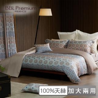 【BBL Premium】100%天絲印花兩用被床包組-馬德里之夏(加大)