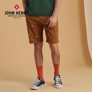 【JOHN HENRY】仙人掌刺繡短褲-棕