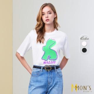 【MON’S】螢光兔子厚磅100%純棉T恤(型)