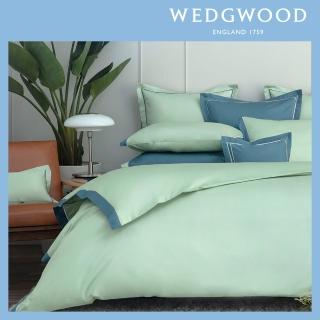 【WEDGWOOD】500織長纖棉Bi-Color薩佛系列素色鬆緊床包-蕓薹綠(特大210x180cm)