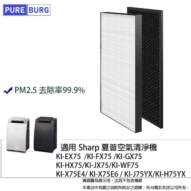 【PUREBURG】適用 夏普Sharp KI-GX75 JX75 HX75 FX75 EX75 WF75 空氣清淨機 副廠濾網組