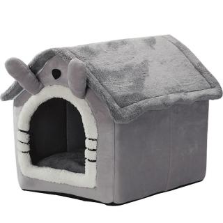 【PETA】狗屋貓窩寵物窩房子型四季通用小型貓犬保暖溫柔可拆洗床(長耳灰貓)