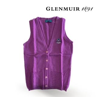 【Glenmuir】紫紅V領開襟毛衣(針織衫 毛衣 長袖毛衣 線衫)