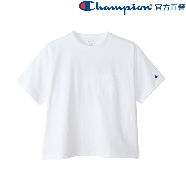 【Champion】官方直營-後印字口袋短袖Tee-女(白色)