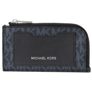【Michael Kors】GIFTING 滿版MK LOGO拼接信用卡零錢包(深藍)