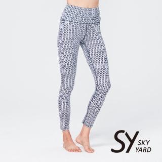 【SKY YARD】網路獨賣款-輕度機能緊身運動長褲(幾何藍)