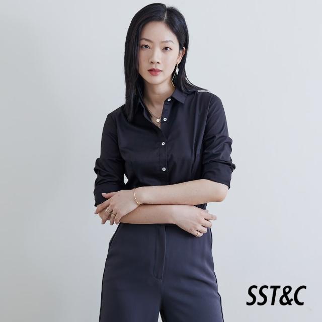 【SST&C.超值限定】黑色基礎款修身長袖襯衫7562300002