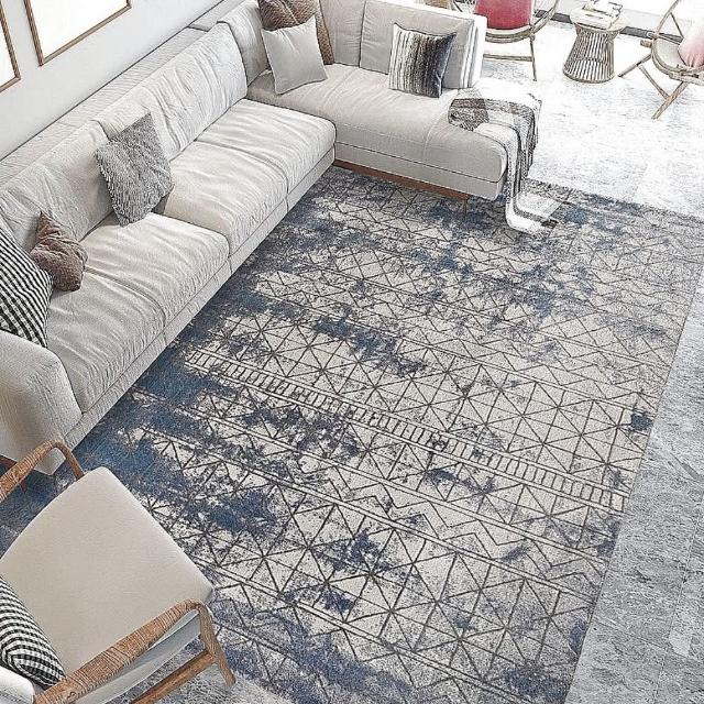 【Fuwaly】芝藍地毯-200x290cm(現代 暈染 短絨 機織地毯 大地毯)