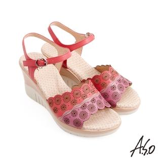 【A.S.O 阿瘦集團】A.S.O 機能休閒 挺麗氣墊雷射雕花涼鞋(桃粉色)