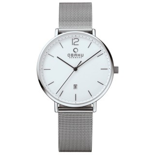 【OBAKU】極致簡約時尚日期腕錶-銀米蘭帶(V181GDCWMC)