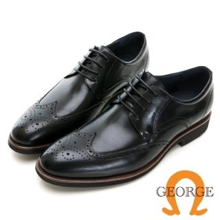 【GEORGE 喬治皮鞋】Amber系列 高質感苯染牛皮翼紋雕花紳士鞋 -黑 315007BR10