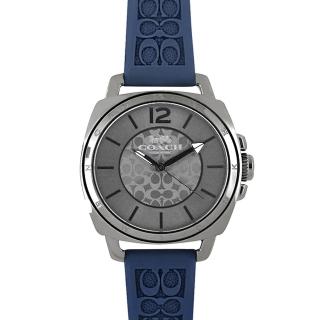 【COACH】C LOGO立體浮雕橡膠錶帶女士腕錶-星夜藍色(買就送璀璨水晶觸控筆)