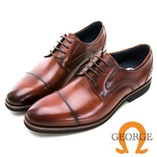 【GEORGE 喬治皮鞋】Amber系列 高質感苯染牛皮橫飾紳士鞋 -棕 315008BR24
